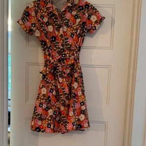 Floral Button-Up Dress with Belt
